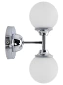 Modern Chrome Double Wall Light Sconce Frosted Glass Globe IP44 H3095 with LED G9 Warm White