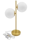Antique Brass Table Lamp Twin Opal Globe Frosted Glass Shades H3118