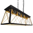 Large Vintage Black Hanging Ceiling Lantern Cage 5 Fitting Brass Pendant Light H3116
