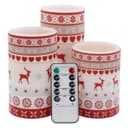 Set Of 3 USB Rechargeable LED Wax Christmas Reindeer Flameless Candles With Remote Control WAX04