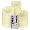 Set Of 3 USB Rechargeable LED Wax Coiled Fairy Flameless Candles With Remote Control WAX05