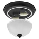 Flush Fitting Black Ceiling Light Frosted Glass Dome Shade Metal Surround IP44 H3110