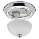 Flush Fitting Chrome Ceiling Light Frosted Glass Dome Shade Metal Surround IP44 H3111
