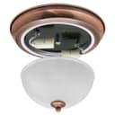 Flush Fitting Copper Ceiling Light Frosted Glass Dome Shade Metal Surround IP44 H3112