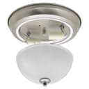 Flush Fitting  Brush Chrome Ceiling Light Frosted Glass Dome Shade Metal Surround IP44 H3113