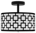 Frosted Glass Ceiling Light Flush Mount Drum Lamp Shade Black Chequered