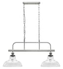 Industrial Ceiling Brush Chrome Bar 2 Clear Glass Lamp Shade Pendant Light H3131