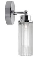 Ribbed Glass Single Wall Light Polished Chrome Slim Side IP44 H3136