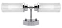 Ribbed Glass Twin Wall Light Polished Chrome Slim Side IP44 H3137