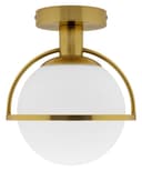 Antique Brass Semi Flush Mount Ceiling Light Frosted Glass Globe H3140