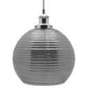 Modern Vintage Smoked Grey Ribbed Glass Globe Ceiling Pendant Lamp Shade K409