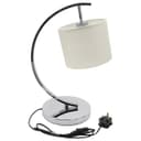 Modern Arched Chrome Table Lamp Fabric Lamp Shade Cream Drum T504