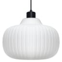 Oval Globe Ceiling Pendant Light Ribbed Opal Glass Lamp Shade K416