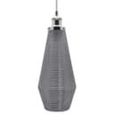 Retro Chrome Ceiling Pendant Light Ribbed Smoked Grey Glass Lamp Shade K421