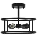 Industrial Black Ceiling Light Round 2 Light Drum Shade Lantern Semi Flush Mount K439 