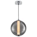 LED Globe Ceiling Pendant Light Smoked Grey Glass Lamp Shade Chrome Holder K437