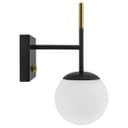 Modern Brass Wall Light Black Frosted Glass Globe Sconce H3125