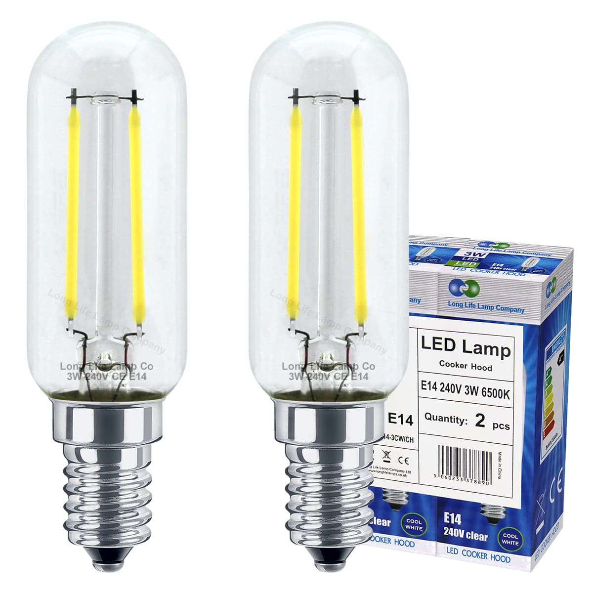 2 Pack LED Cooker Hood Bulb 3w Cool White Brightness Energy Saving E14 Small Screw 