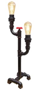 Vintage Industrial Rustic Copper Water Pipe Tap Style Bedside Table Lamp 