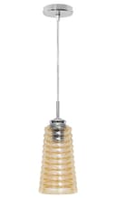 Vintage Pendant Light Fitting Chrome Spiral Retro Glass Ceiling Light Shade Smoked Amber 