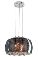 Modern Ceiling Crystal Droplet Pendant Light Smoked Grey GlassLamp Shade Drum H3010