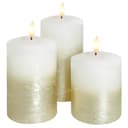 Set Of 3 USB Rechargeable LED Wax Gold Painted and White Flameless Candles With Remote Control WAX03