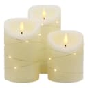 Set Of 3 USB Rechargeable LED Wax Coiled Fairy Flameless Candles With Remote Control WAX05