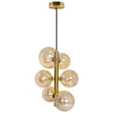 6 Cluster Amber Glass Globe Lamp Shades Brass Ceiling Pendant Light K443