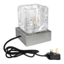 Ambient Glass Ice Cube Touch Dimmable Table Lamp Chrome Brush Satin Base with G9 Bulb 