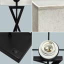 Modern Table Lamp Black Metal Tripod Base Linen Fabric Shade T518