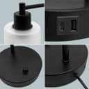 Modern Dimmable Table Lamp with Frosted Glass Shade Black Metal Base with USB Ports T519 