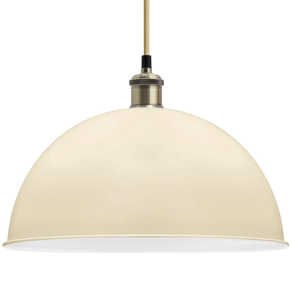 Large Vintage Ceiling Pendant Light Shade Metal Cream Finish 