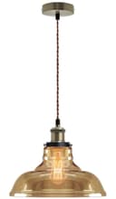 Vintage Glass Bowl Pendant Light Shade Smoked Antique Brass 