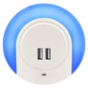 1w Blue LED Night Light 2 USB Ports Automatic Sensor Dusk To Dawn A78B