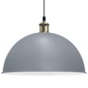 Large Vintage Ceiling Pendant Light Shade Grey Finish Antique Brass Holder 