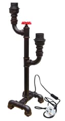 Vintage Industrial Rustic Copper Water Pipe Tap Style Bedside Table Lamp 