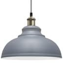 Vintage Ceiling Pendant Light Shade Grey Metal Brass Holder 