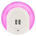 1w Pink LED Night Light 2 USB Ports Automatic Sensor Dusk To Dawn A78B