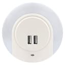 1w Warm White LED Night Light 2 USB Ports Automatic Sensor Dusk To Dawn A78B