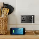 Polished Black Nickel USB Double Wall Plug Socket 2 Gang 13A with 2 USB Charger Port Outlets Plate N776GME