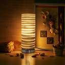 Mirror Chrome Cylinder Desk Lamp 3D Spiral Effect Glass Bedside and Table Lamp CL003