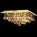 Modern Square Chandelier Crystal Droplets Gold Effect Base M0142 with 4 x 3w G9 WW
