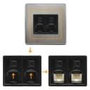 2 Gang Double Ethernet Port Data Socket CAT 5 Wall Plate Brushed Chrome Gloss N443DME