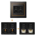 2 Gang Double Ethernet Port Data Socket CAT 5 Wall Plate Black Nickel Polished N443GME