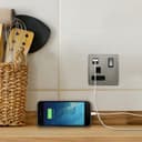 1 Gang USB Switch Socket 13A Twin Port Brushed Chrome Single Plug Wall Outlet N501DME