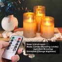 Set of 3 USB Rechargeable LED Wax Gold Glass Flameless Candles with Remote Control