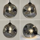 Modern Melting Glass Globe Ceiling Pendant Light Lava Shade Smoked Grey Black Nickel H3013