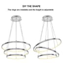 Modern Round Chandelier LED 3 Ring Ceiling Pendant Light Warm White 
