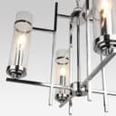 Modern 4 Lamp Lantern Pendant Light Glass Shades Chain Suspended Ceiling Light Chrome H3040 