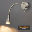 LED Bedside Reading Wall Light Switched Flexible Arm Headboard Light H3049 Warm White 